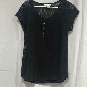 LOFT Black Buttoned Blouse